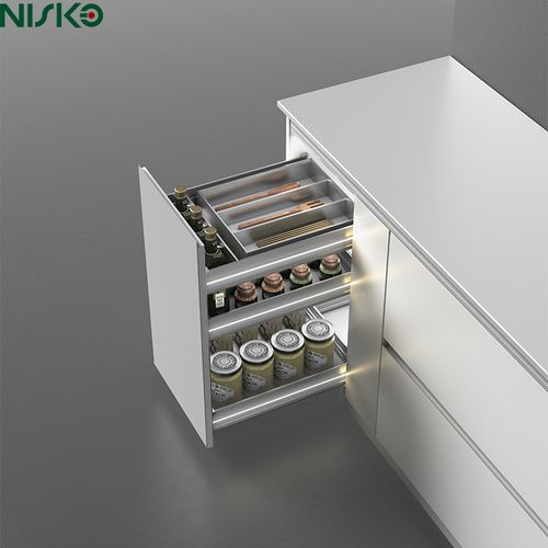 最新の企業 ソリューションについて キッチンオーガナイザー 多機能ボトル 引き出すバスケット収納システム