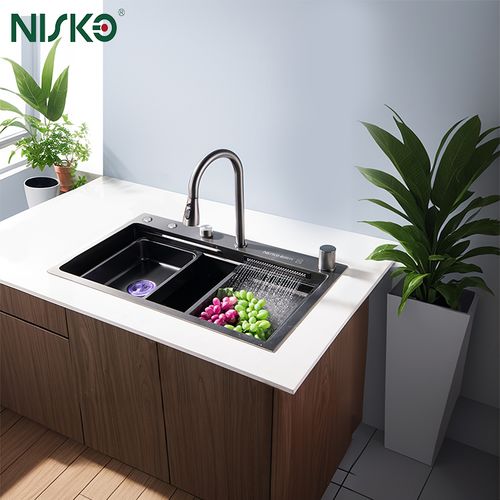 最新の企業 ソリューションについて 手作り 滝 キッチン シンク ステンレス スチール アンチ スクラッチ ミツバチ 引っ張れる水槽