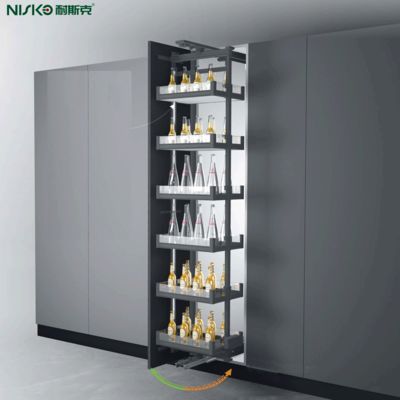6 Shelf Pull Out Pantry Unit Kitchen Revolving Basket Soft-Close Cabinet Storage