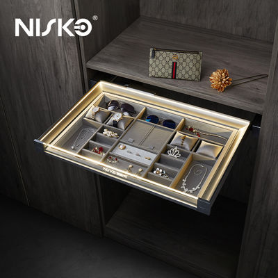 Organisateur de bijoux coulissant pour placard avec lumière, accessoires de mode polyvalents