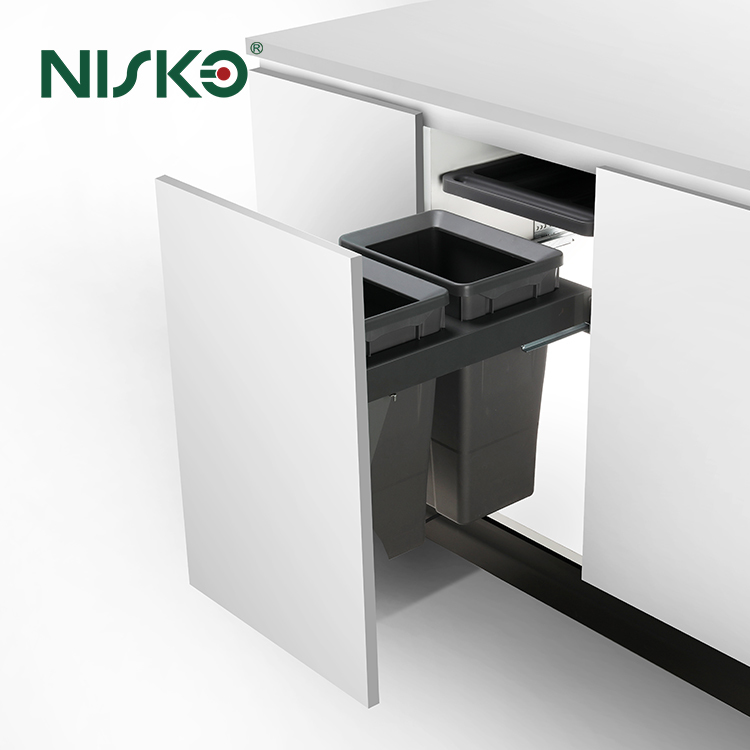 Twin Side Mounted Dustbin Waste Bins Kitchen Cabinet Container with ...