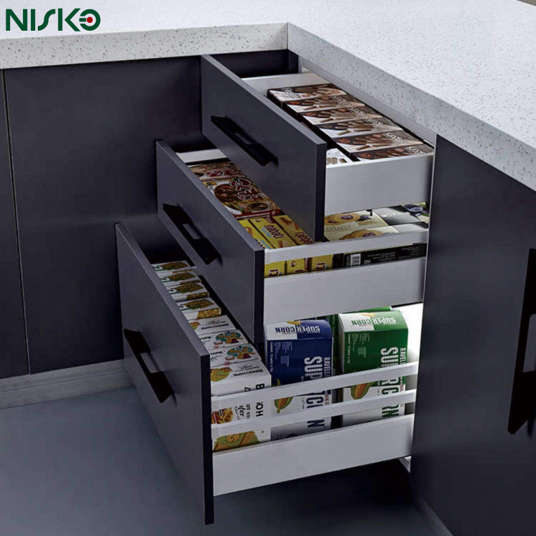 Kitchen Cabinet Soft Closing Drawer Bottle Storage Rack with Square Rod