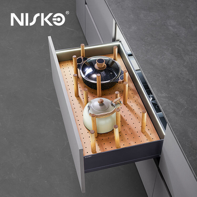 Buon prezzo Organizzatore del cassetto del cassetto per la cucina regolabile con luce a LED in linea