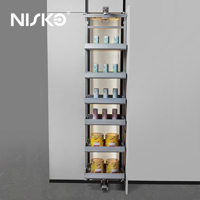 Good price 180° Rotating Aluminum Pull Out Pantry Unit Grey For Kitchen online