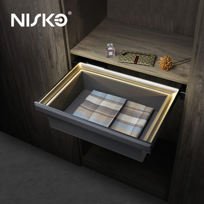 Good price Pull out Wardrobe Storage Box Clothes Drawer Basket with Led Light online