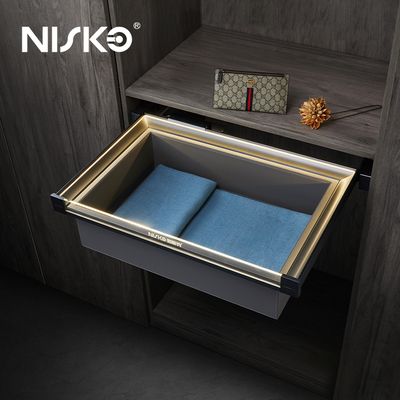 Guter Preis Auszug Kleiderschrank Aufbewahrungsbox Kleider Schublade Korb mit LED-Licht Online