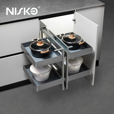 Buen precio Mueble de almacenamiento de cocina con rincón mágico, extraíble completo, giratorio para rincón ciego en línea