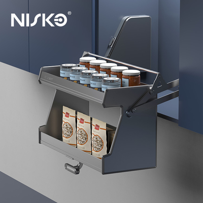 Good price 2 Tier Kitchen Wall Cabinet Storage Rack Soft Back Pull Down Basket online