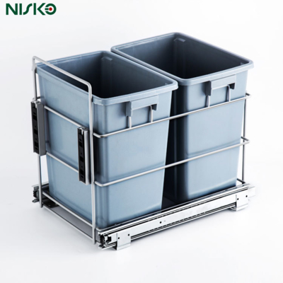 Good price Double Pull Out Kitchen Dustbin Under Sink With Concealed Slide online