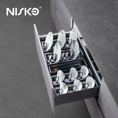 Buen precio Cuadro de cubiertos a niveles Saca utensilios de cesta Organizador de platos con luz LED en línea