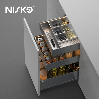 Harga yang bagus Lemari Dapur 3 Tingkat Rack Rempah Keluar Laci Setel Setel Perlengkapan Dapur Rak Botol on line