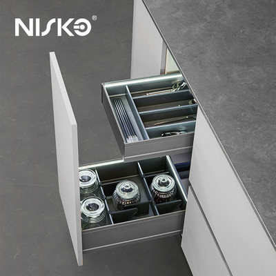 Good price Pull Out Cutlery Drawer Divider Baskets Adjustable Bottle Spice Racks with Light online