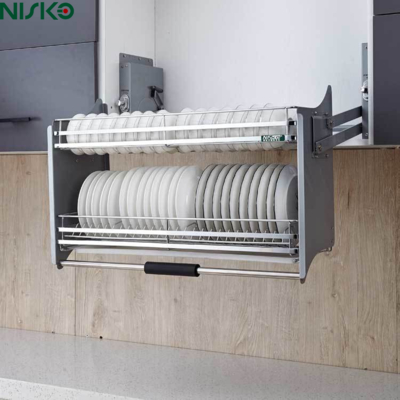Giá tốt. Giỏ nâng hạ 2 tầng bằng thép cho tủ bếp, đựng bát đĩa và đồ dùng nhà bếp trực tuyến