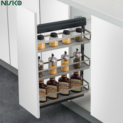 Good price 3 Tiers Side Pull Out Basket Spice Seasoning Bottle Storage Solution online