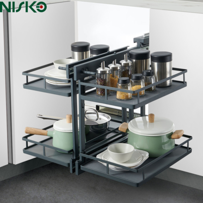 Bom preço 4 Nível Pull Out Magic Corner Kitchen Organizer Multi-purpose Cabinet Drawer Baskets on-line