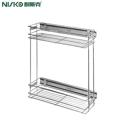 Good price Double Tier Pull Out Wire Shelving Unit Kitchen Condiment Bottle Storage Rack online