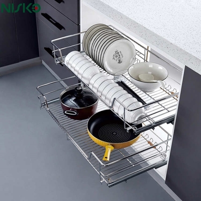 Good price Dishes Bowl Pull Out Wire Basket Drawer Multifunction With Adjustable Dividers online