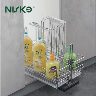 Giá tốt. Kệ kim loại vệ sinh trượt dưới bồn rửa, giá để đồ 2 tầng kéo ra trực tuyến