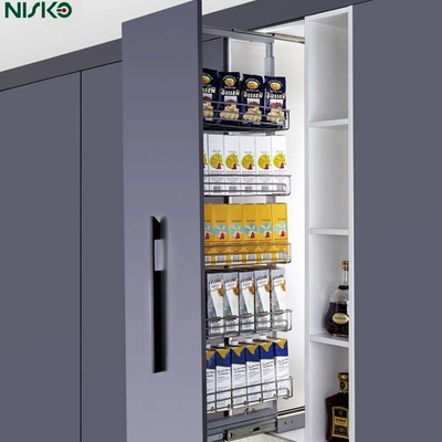 Good price Smooth Sliding Tall Pantry Unit Kitchen Cabinet Baskets 5 Tiers online