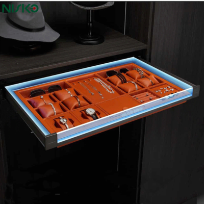 Good price Pull Out Closet Jewelry Box Soft Close Wardrobe Accessories Tray Storage Solutions online