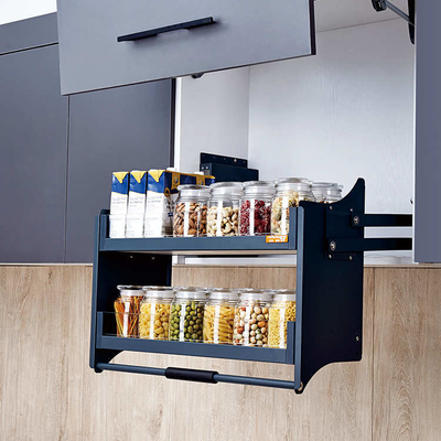 Good price Pull Down Kitchen Shelf Smooth Lifting Basket Pantry Organizer Seasoning Storage online