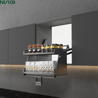 Good price Pull Down 2 Tier Lift Cabinet Baskets Spice Bottle Pantry Organizer Racks online