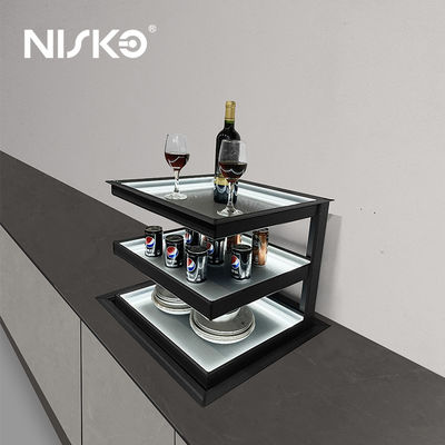 Buon prezzo Ripiani per bottiglie di vino a sollevamento tattile intelligente integrato Cestelli di stoccaggio nascosti in cucina in linea