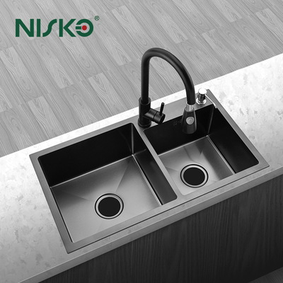 Good price 304 Stainless Steel Kitchen Double Bowl Sinks Handmade Customized online