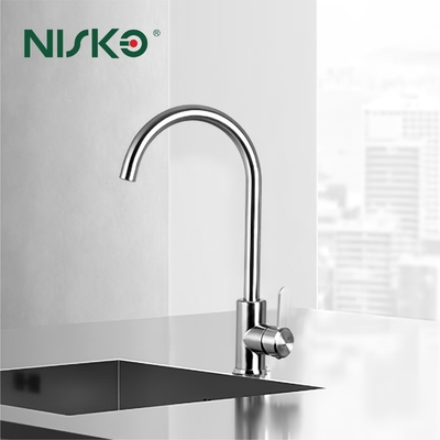 Good price Top Mount 304 Stainless Steel Kitchen Faucet With High Arc Spout online
