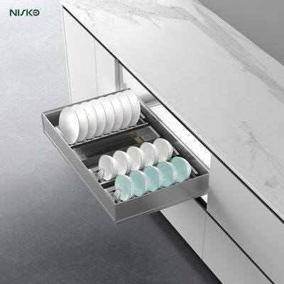 قیمت خوب Pull Out Soft Close Adjustable Shelf Dish Bowls Rack Baskets Kitchen Organizer آنلاین
