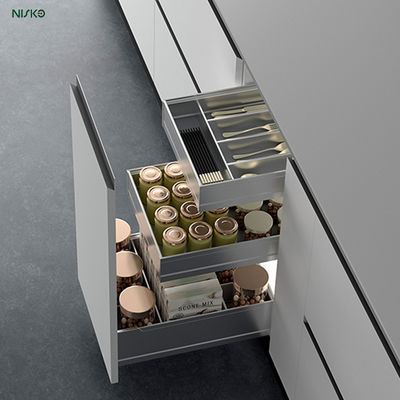 Harga yang bagus Lemari Dapur 3 Tingkat Rack Rempah Keluar Laci Setel Setel Perlengkapan Dapur Rak Botol on line