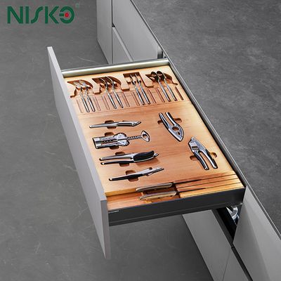 Guter Preis Ziehen Sie platthandes Holzkoppler -Organizer mit LED -Licht heraus Online