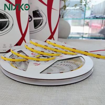 قیمت خوب نوار روشنایی قابل برش نوار سیلیکونی 24 ولت DC بدون درایور COB LED نوار برای کمد لباس آنلاین