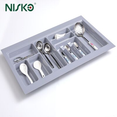 Buen precio Bandeja de almacenamiento de cubiertos de cocina, inserto de utensilios para cajones, para cucharas, cuchillos y tenedores en línea