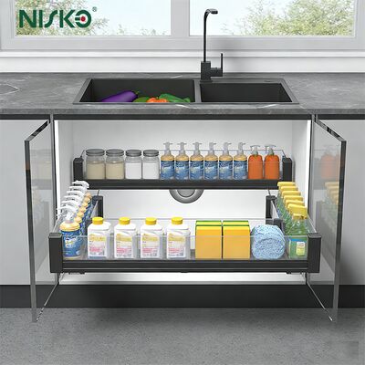 Good price Kitchen Undersink Basket Soft Close Sliding Drawer Organizer Pull-Out Cleaning Storage online