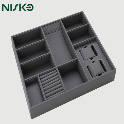 좋은 가격 NISKO 멀티 그리드 PU 가죽 쥬얼리 서랍 삽입 옷장 액세서리 보관함 600mm 800mm 온라인으로