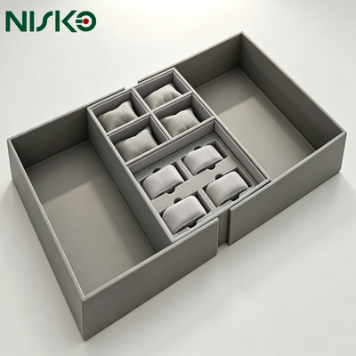좋은 가격 NISKO 휴대가 가능한 모듈형 PU 가죽 보석 드로이어 삽입 사용자 정의 옷장 시계 저장 트레이 온라인으로