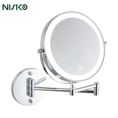 ราคาดี NISKO 8 Inch Wall Mount LED Makeup Mirror กระจกหมุนสองด้าน พร้อมเซ็นเซอร์สัมผัส 3 สี แสงชนิด C ชาร์จ ออนไลน์