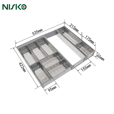 Buen precio NISKO SUS304 bandeja de cubiertos ajustable para cajones de cocina de acero inoxidable online